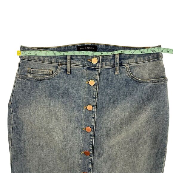 Banana Republic Button Down Pencil Jean Skirt Women Size 4 Light Blue Denim - Picture 8 of 10